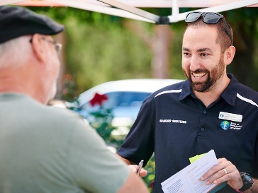 A Shire staff meeting with someone in the community.