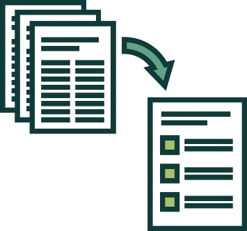 A large document with an arrow pointing to an Easy Read summary document.