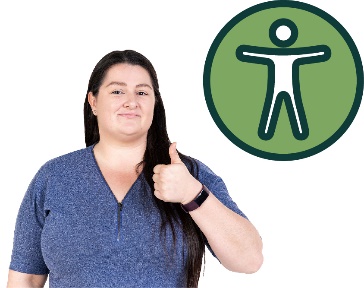 A person giving a thumbs up next to an accessibility icon.